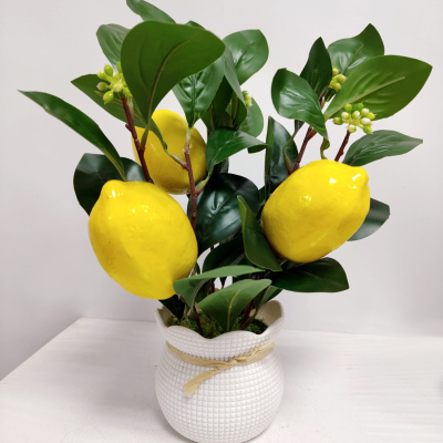 Лимон искусственный в горшочке
